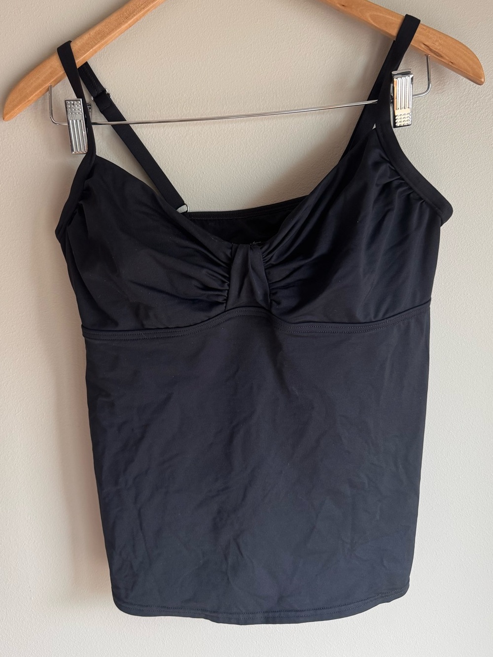 Lands' End Size 10 Underwire Bra Solid‎ Navy Blue Tankini Ruched Swimsuit Top